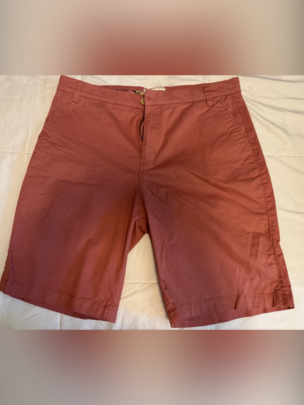 Men's Flat Front Shorts in Brick Red